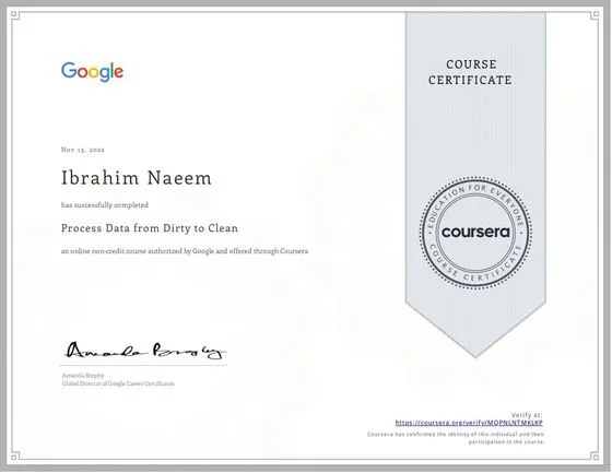 Process Data from Dirty to Clean, Google via Coursera, 2022