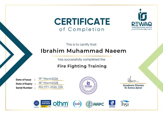 Fire Fighting Training, Rewaq Ousha Educational Institute, 2026