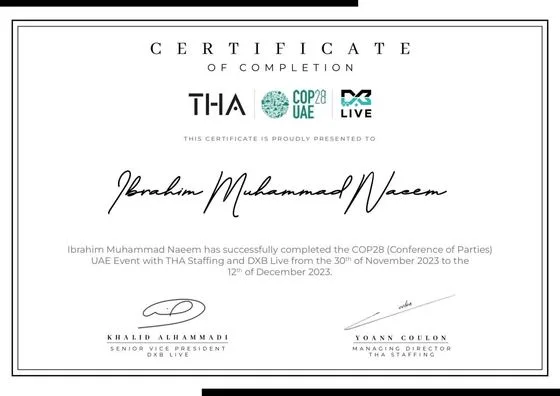 Event Staffing Certificate, THA