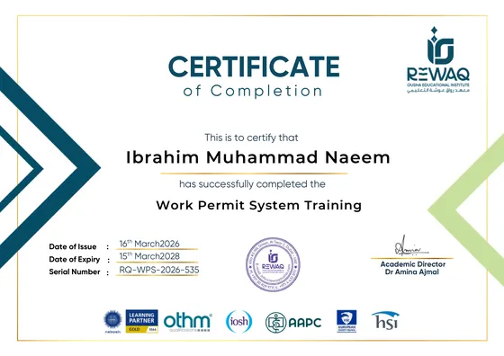 Work Permit System Training, Rewaq Ousha Educational Institute, 2026